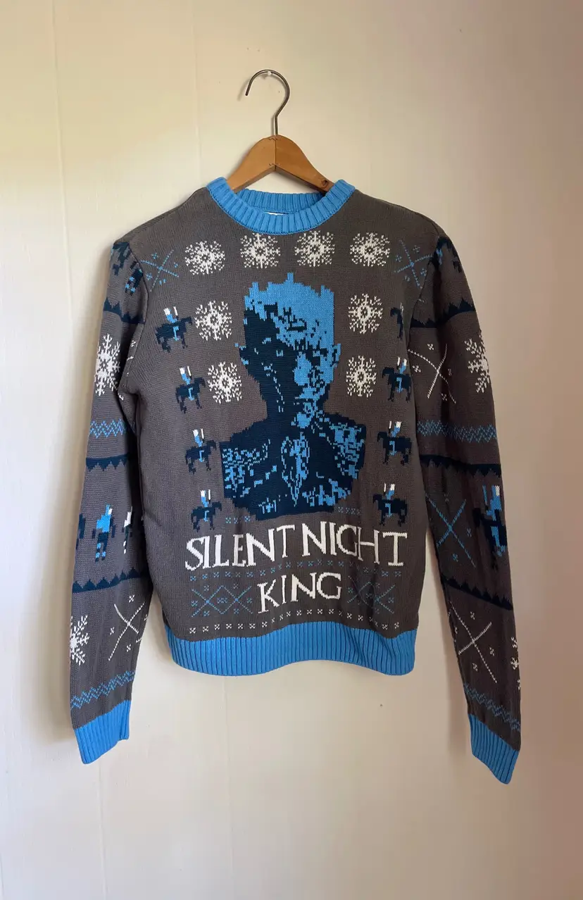 Game of Thrones Silent Night King Ugly Christmas Sweater Size Small GOT Villians HBO Novelty Pullover