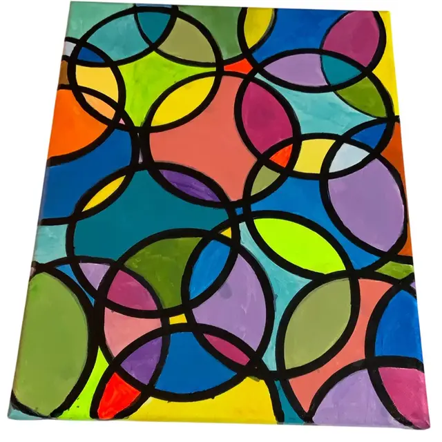 11. “Rave Art : Dance Circles Give Life” Original Mixed Media Artwork On Stretched Canvas 14” By 11” Signed By Artist