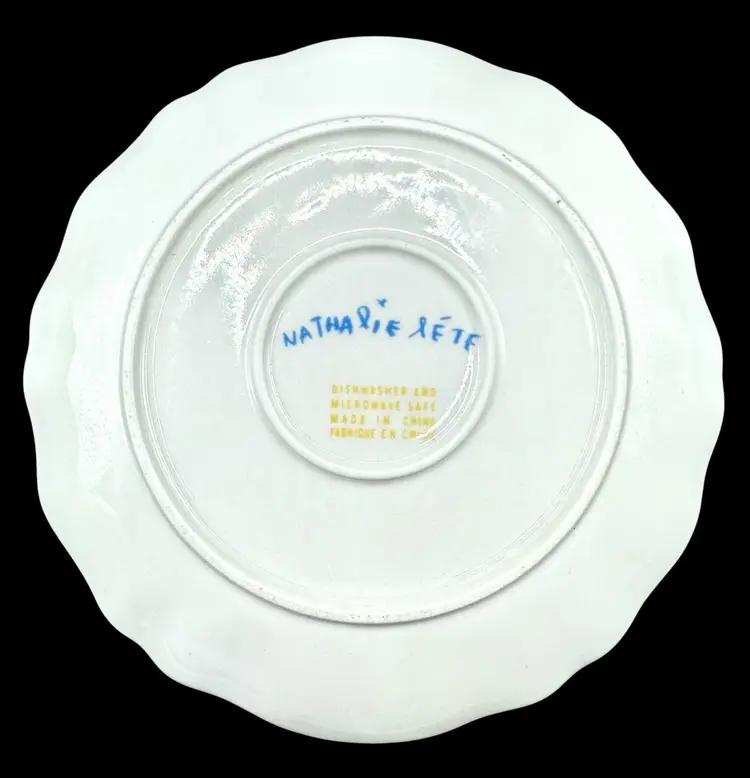 Anthropologie Nathalie Lete Christmas Holiday Plate Joyeuses Fetes 8.25”