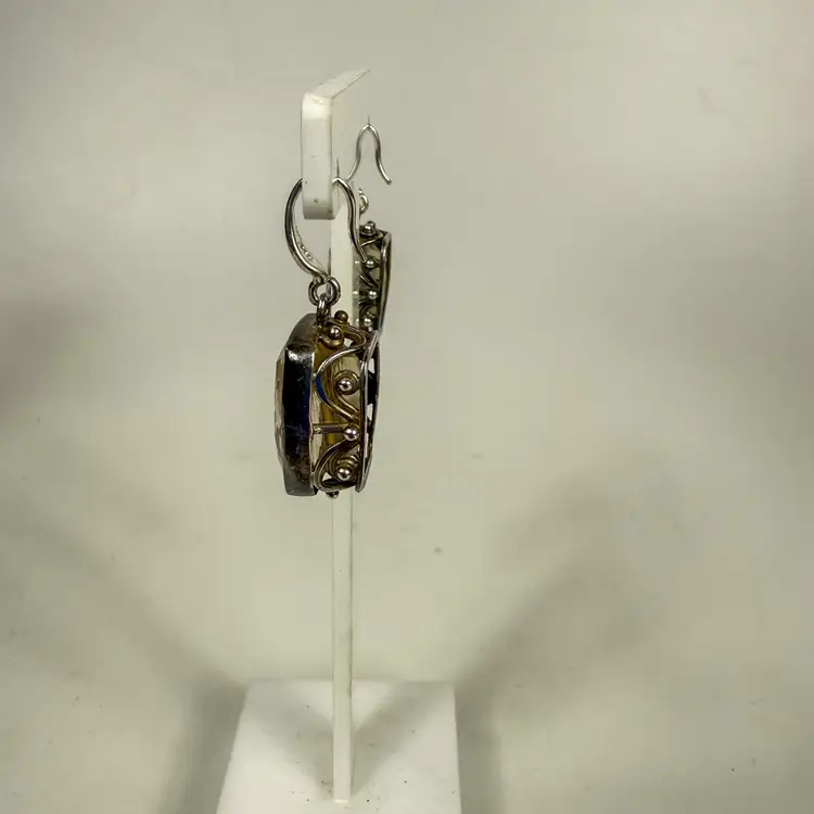 Sterling Silver Reticulated Quartz Earrings