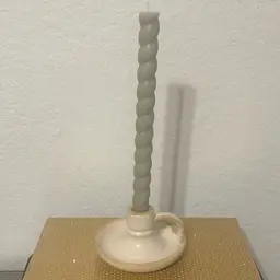 Ceramic Cream Taper Candle Holder