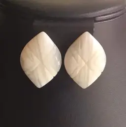 Vintage Carved white Quartz Earrings