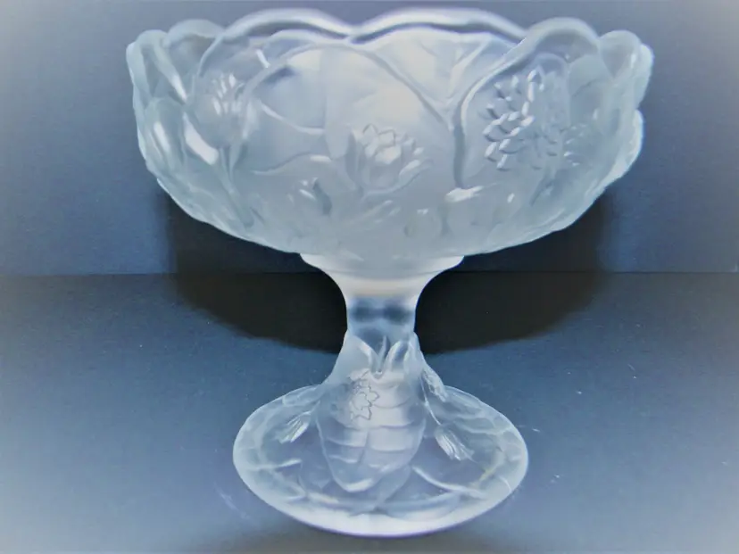 Fenton Clear Satin Glass Water Lily Pattern