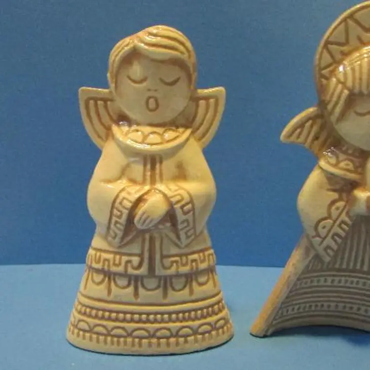 set of 2 vintage decorative ceramic angels Christmas decor singing praying figures