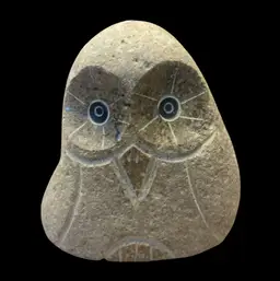 Stone Carved Boulder Owl
