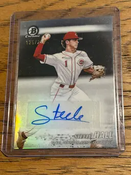Steele Hall Bowman Draft Achromatic Autograph /250 Cincinnati Reds