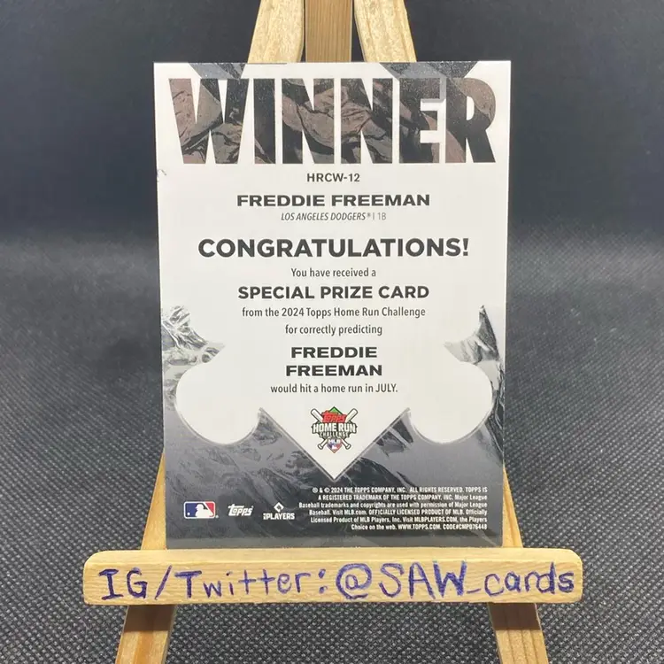 Freddie Freeman 2024 Topps Home Run Challenge /507 July Los Angeles Dodgers