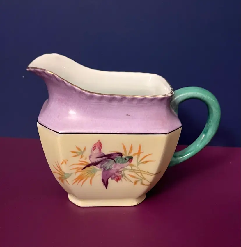 Vintage Meschended Bavaria Creamer Purple Parrots