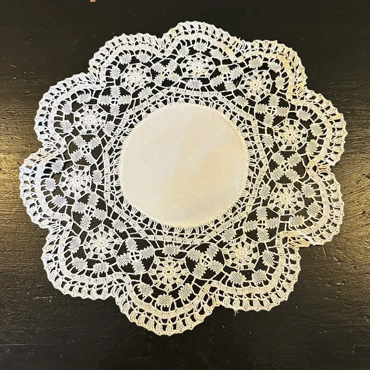 Lot of 3 Vintage Linen Centered Hand Crocheted Lace Edged 13" Doilies #51