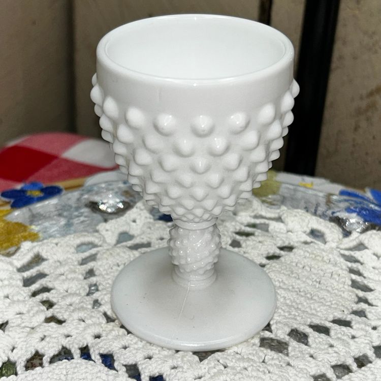 Fenton Milk Glass Hobnail 3 Ounce Wine Goblet 3843