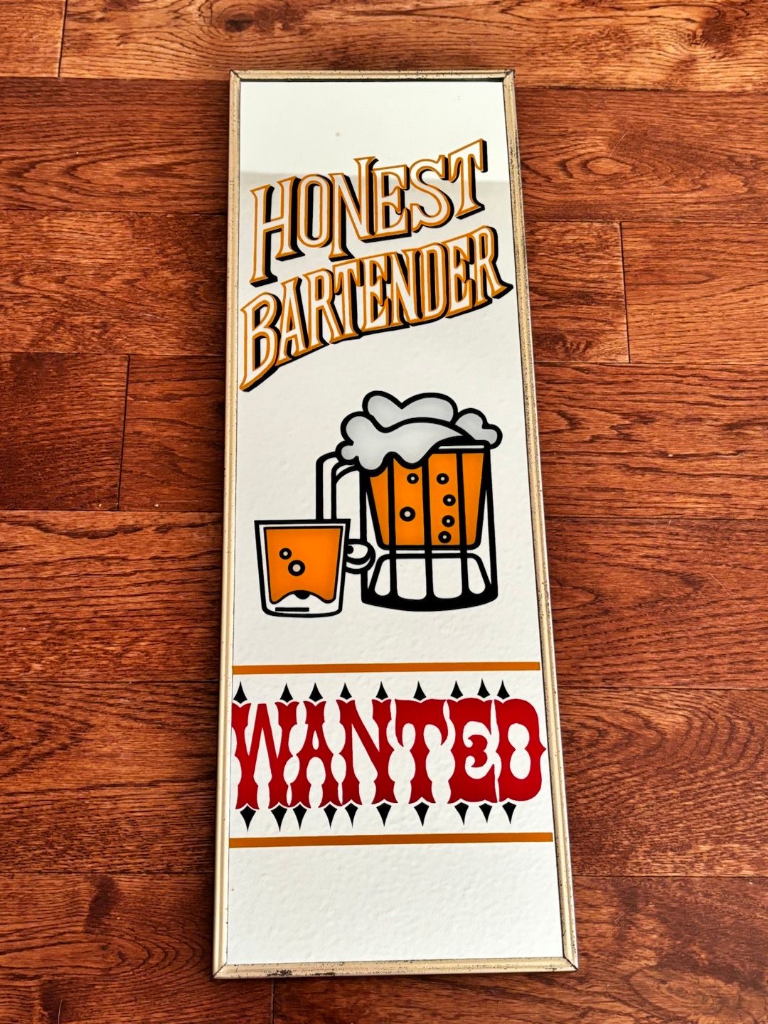 HONEST BARTENDER WANTED パブミラー レトロ アンティーク風 ミラー