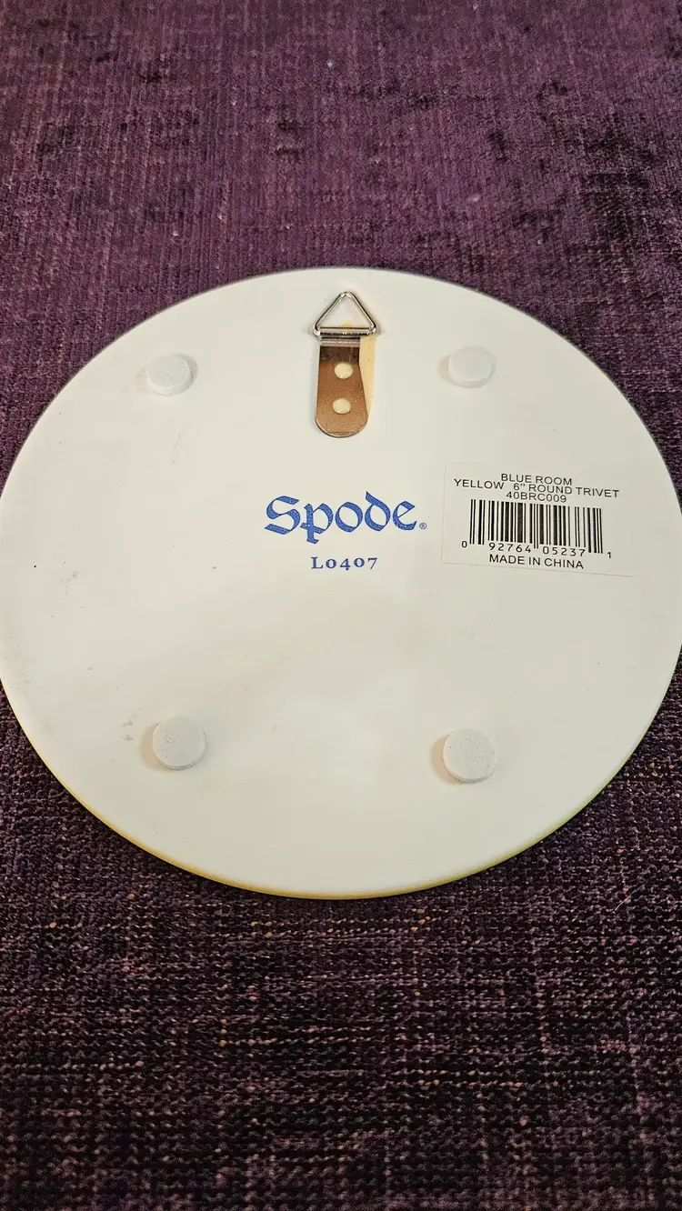 Spode, blue room, yellow, six inch round trivet
