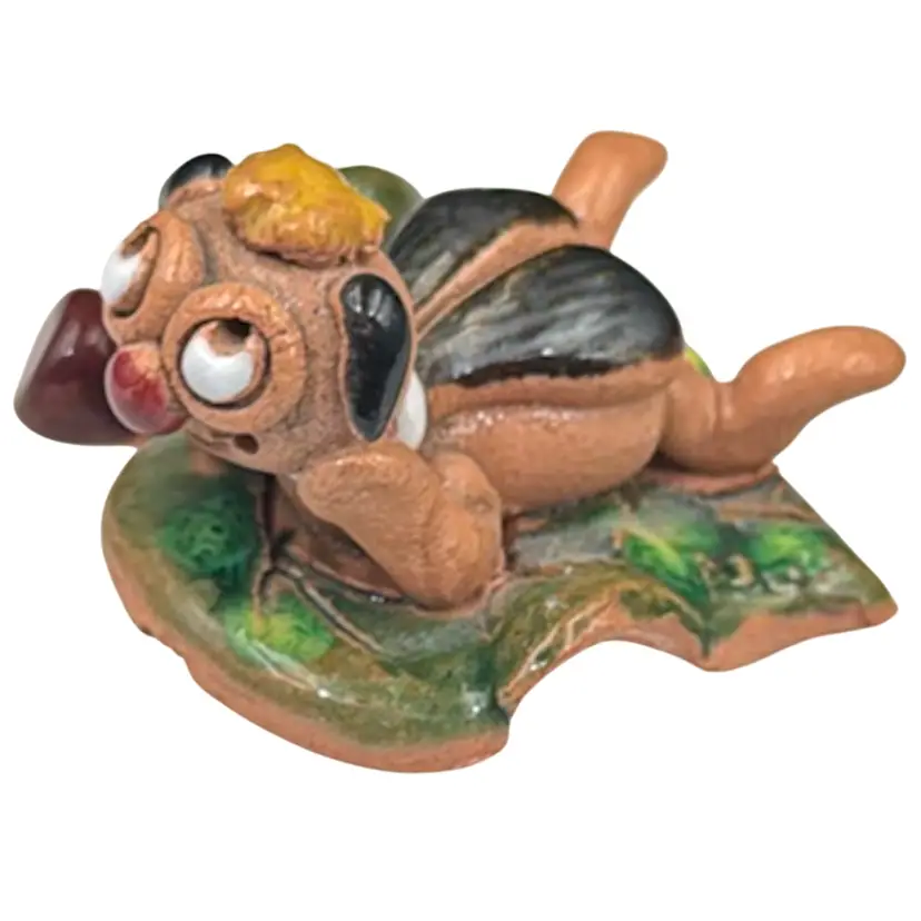 Big Eyed Beetle Bug Relaxed Floating On A Leaf handmade.