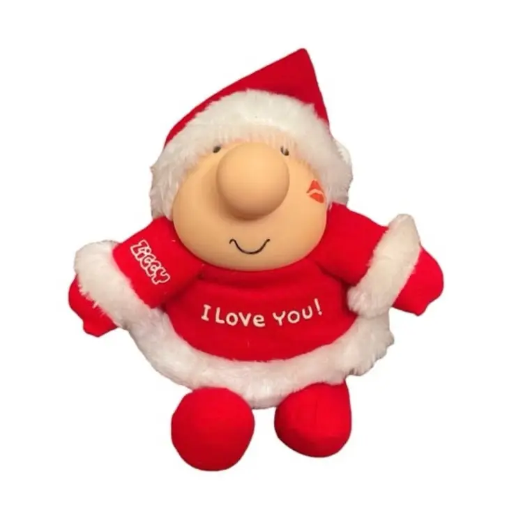 Ziggy Christmas Plush 1988 I LOVE YOU Santa Lipstick Kiss on Cheek