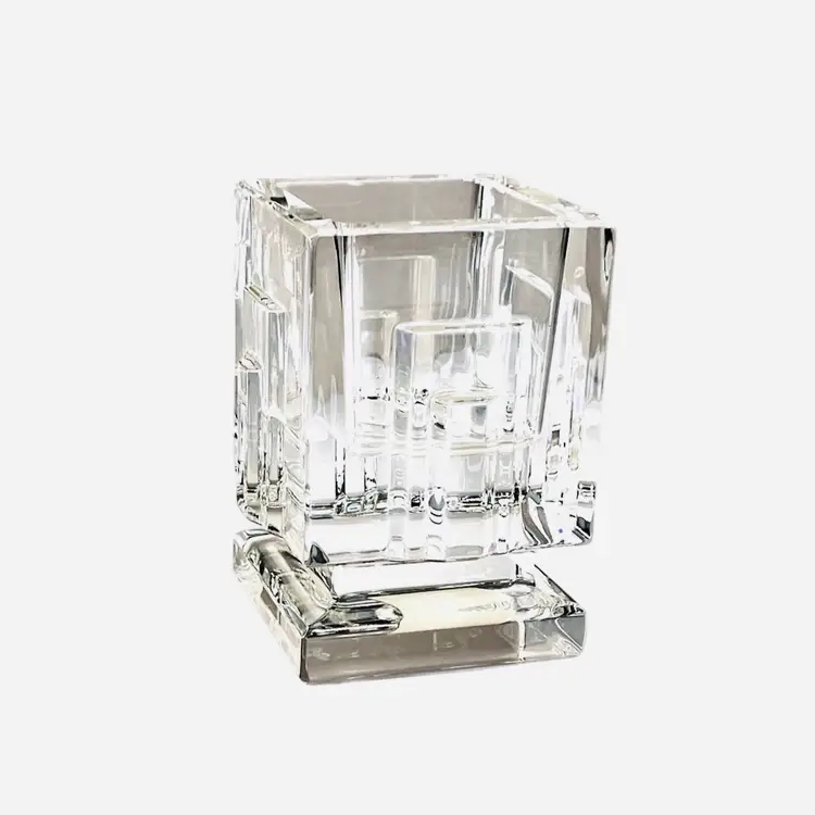 VOTIVE CANDLE HOLDER
METROPOLITAN Square 
By WATERFORD Germany 1999-2008
Etch Marked Retired #114956
2 lb Lead Crystal Deco Paperweight

ART DECO

Holiday Christmas Thanksgiving Halloween Party Celebration Mothers Day Anniversary Gift MCM Style