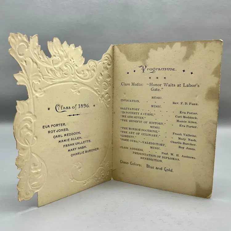 Glen Elder High School April 30, 1896 Commencement Kansas Die Cut Scrolls