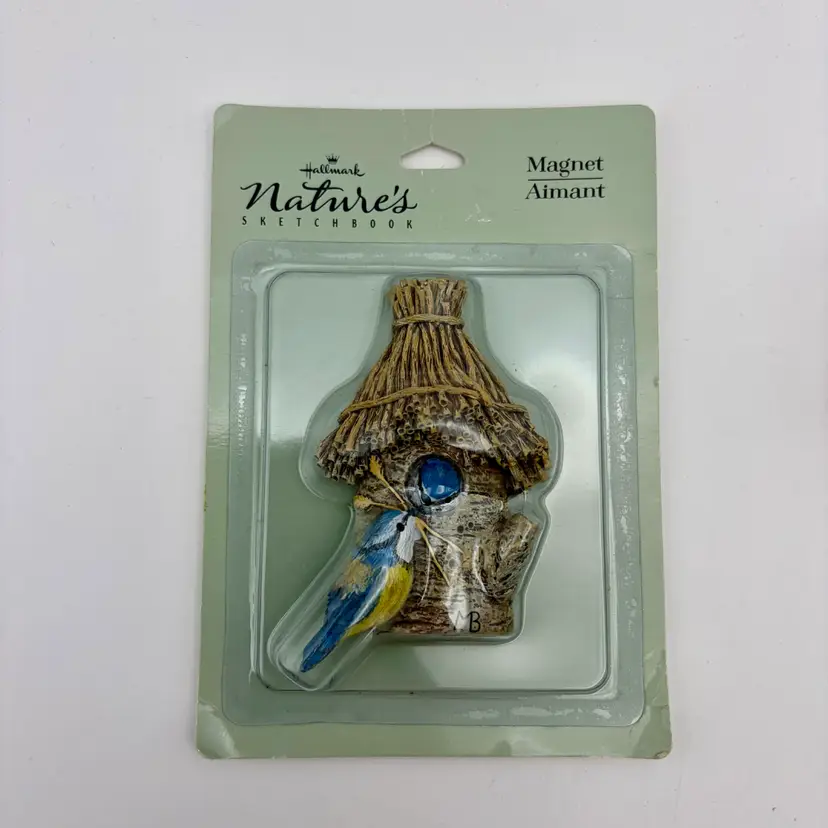 Vtg, Hallmark, Blue Bird Birdhouse Magnet, Nature Sketchbook, Marjolein Bastin