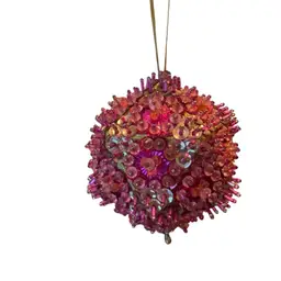 Vintage Push Pin Beaded Ornament Pinks And Gold