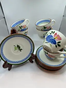 Stangl  - Fruit & Flowers Coffee Cups with Saucers -  Set Of 6