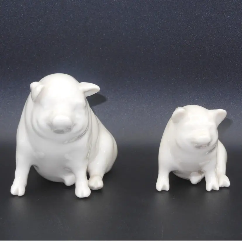 Belleek Sitting Pigs, Fine White Porcelain, Figurines, 2 Sizes Available!