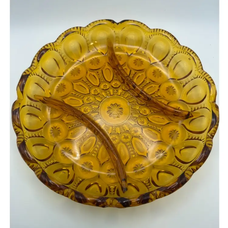 L E Smith Moon And Stars Divided Dish