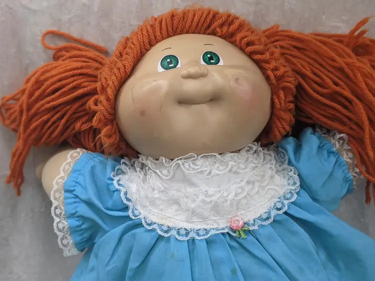 Cabbage Patch Kids Girl Doll Fully Dressed Original Clothes Soft Body Vintage Red Hair Long 16in 1980s Blue dress Panties Shoes 1982
