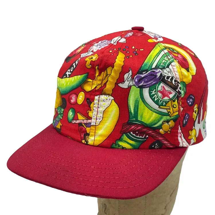 Vintage Made in USA Funny Food Hat Red Stapback Taco, Candy, Burger, Ice Cream