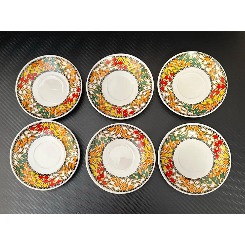 Ethiopian Tilet Set Of 6 Small Dishes Or Saucers
