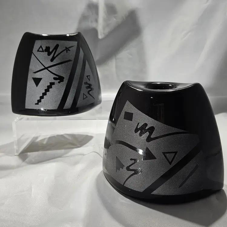 Stephen Fabrico Geometric Pattern Candle Holders - Set of 2