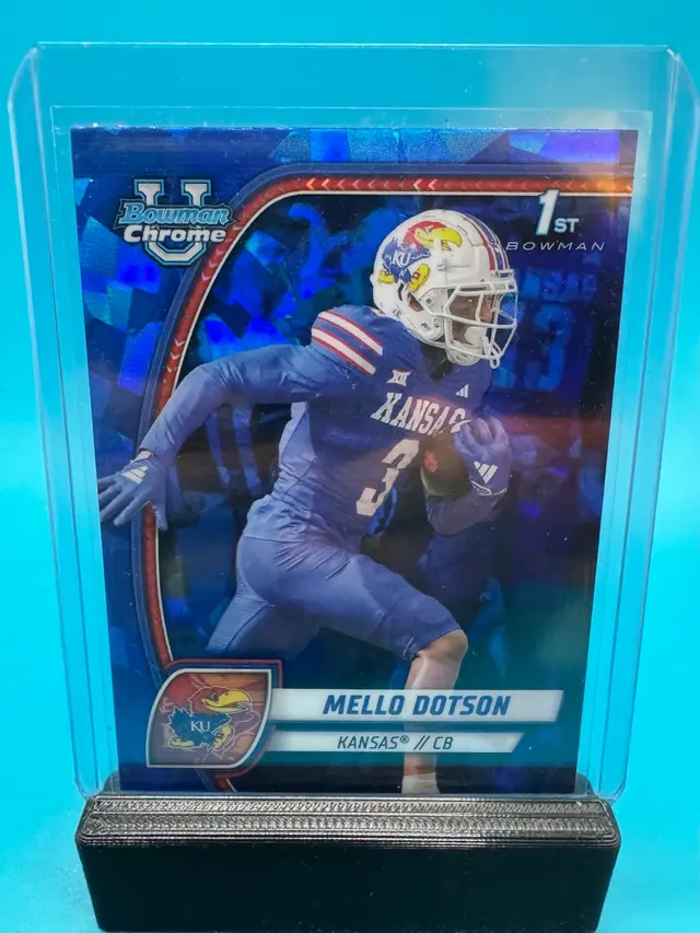Mello Dotson 1st Bowman Chrome U Sapphire Kansas Jayhawks