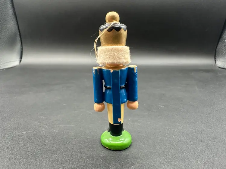 Vintage Miniature Wooden Nutcracker Ornament, Unmarked 3”T