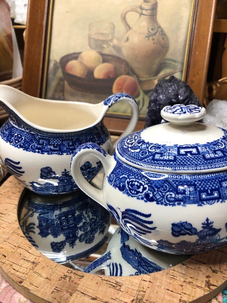 2 Blue And white Vintage set, No Chips, Some Wear 💙