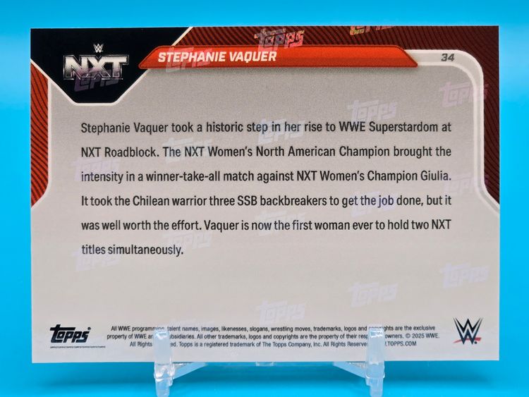 Stephanie Vaquer 2025 Topps Now WWE | Dos Veces: 1st NXT Women's Double Champion