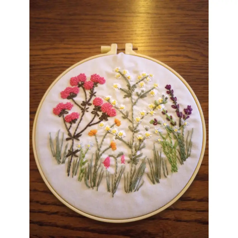 Finished Hand Embroidery Bright Florals