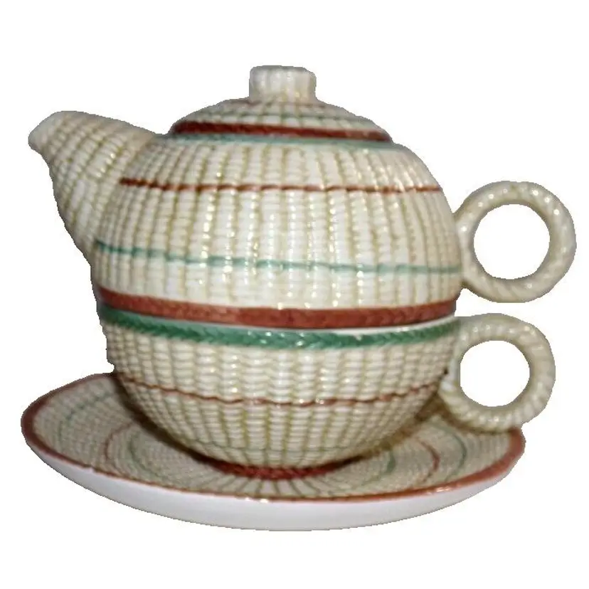 Vintage Seymore Mann MONTE VERDE Ceramic Stacking Teapot, Cup & Saucer Set, HTF!