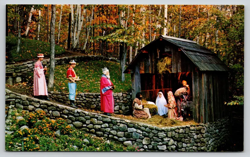 Postcard Nativity Pageant Santa's Workshop North Pole New York Christmas - 11853