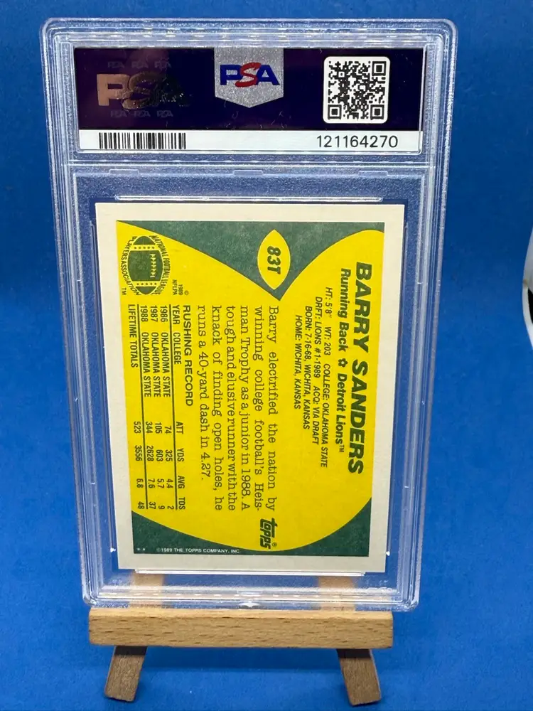 1989 Topps Traded Barry Sanders RC PSA 9 Mint Detroit Lions