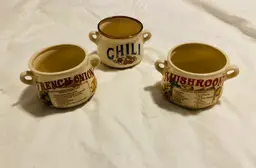Soup Recipe Mugs from Japan Mushroom French Onion and Chili Retro Mid Century CottageCore Vintage