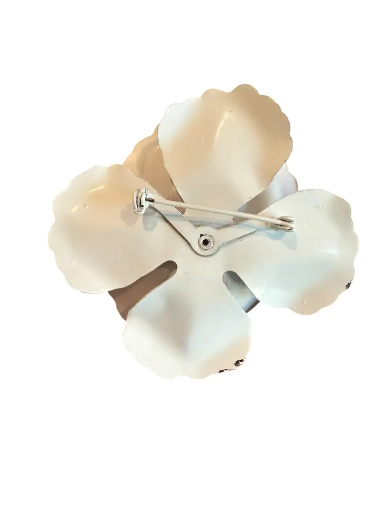 White And Black Enamel Flower