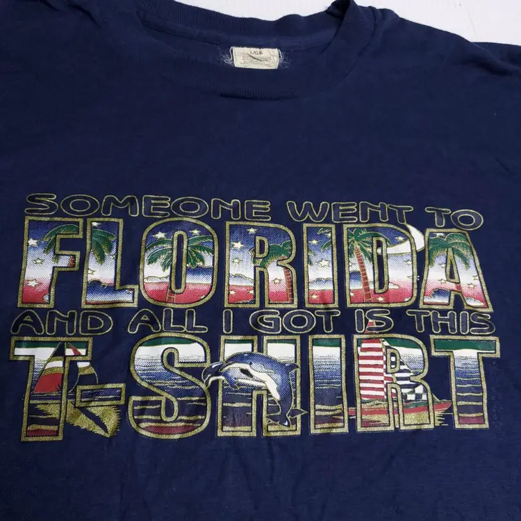 Vintage Florida Screen Stars Single Stitch T-Shirt Men's Size Large Made In USA
