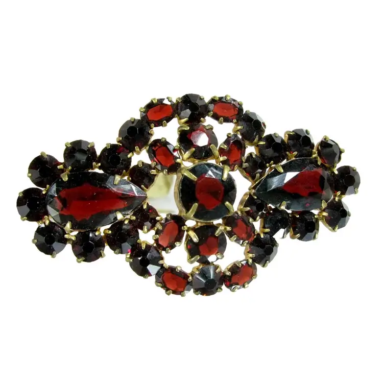 Gorgeous Faux Garnet Red Rhinestone Pin Brooch