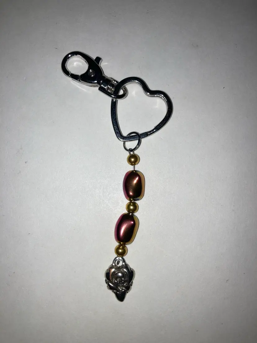 Purse Charm Or Keychain Clip! Handmade By Me! Skull Charm!