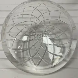 Vintage Signed Murano Cut Crystal Decorative Large Slanted Bowl