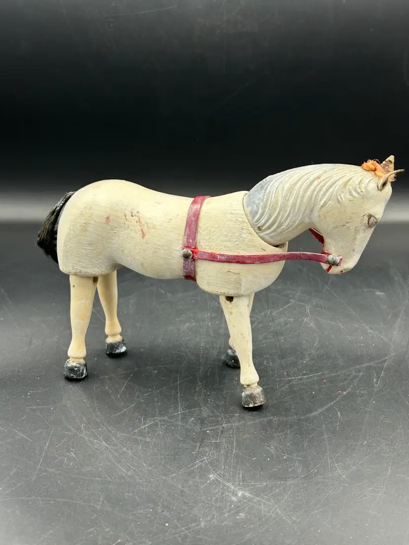 Vintage Wood Schoenhut Humpty Dumpty Circus Delevan Horse With Harness Toy-figurine