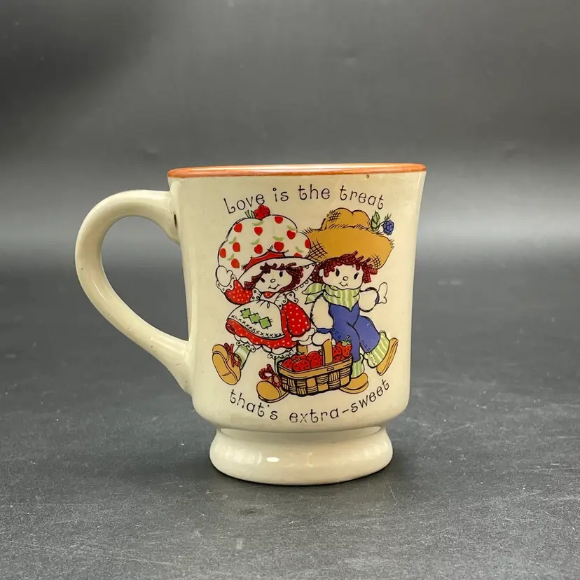 Strawberry Shortcake Huckleberry Pie Mug Cup VTG Double Sided Graphic Retro Doll