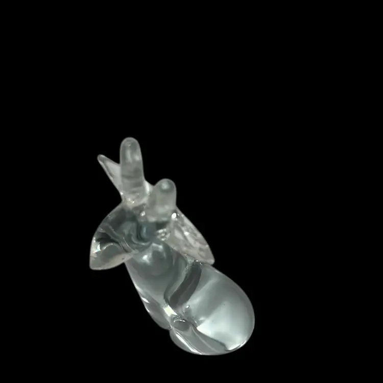 Clear Glass Sitting Reindeer. Has A Clear And Polished Bottom With No Markings. Would Be Great To decorate Him For Christmas