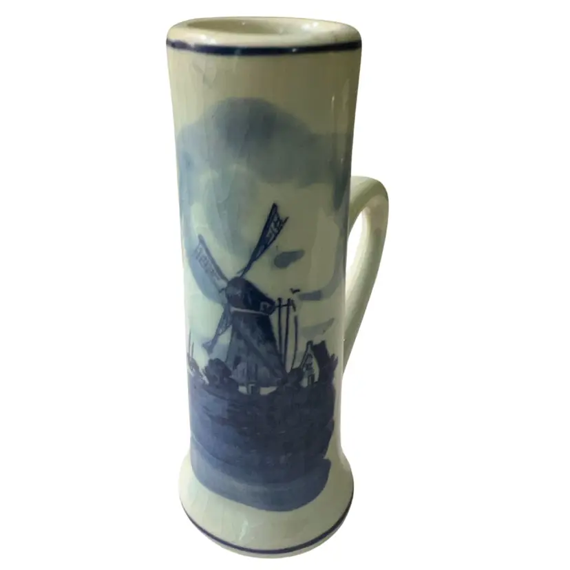 Vintage Delfts Holland Windmill Double Shot Mini Mug With/Handle 4.75”