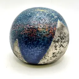 Studio Pottery Raku Round Paperweight 2.75”