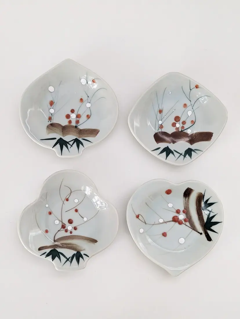 Vintage Japan Hand Painted Ceramic Card Suit Dishes Heart Spade Diamond Club