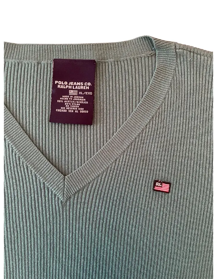 Polo Ralph Lauren Vintage Women’s Rib V-Neck Sweater Size XL
